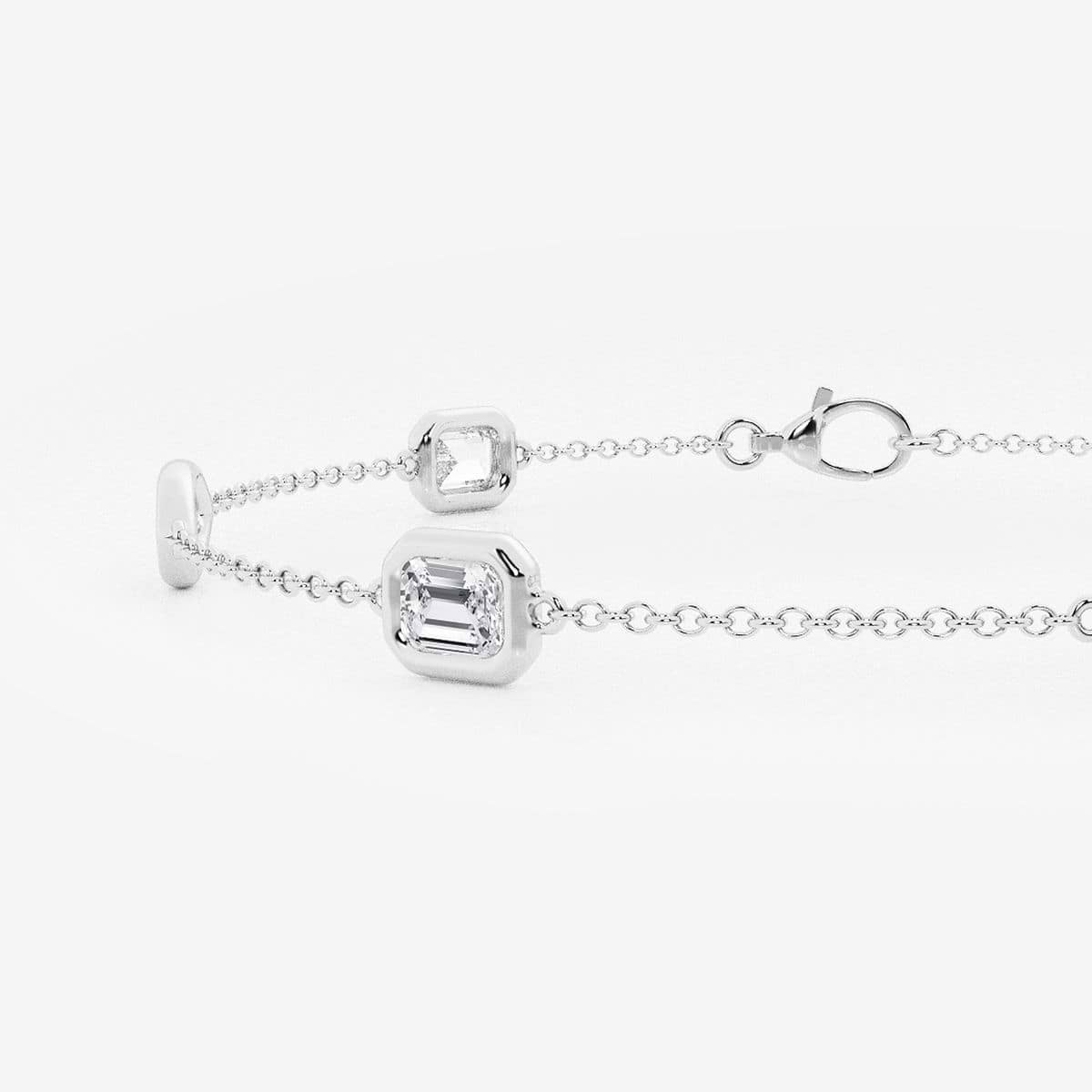 Additional Image 1 for  1 1/5 ctw Emerald & Marquise Lab Grown Diamond Station Chain Bracelet - 7 Inches